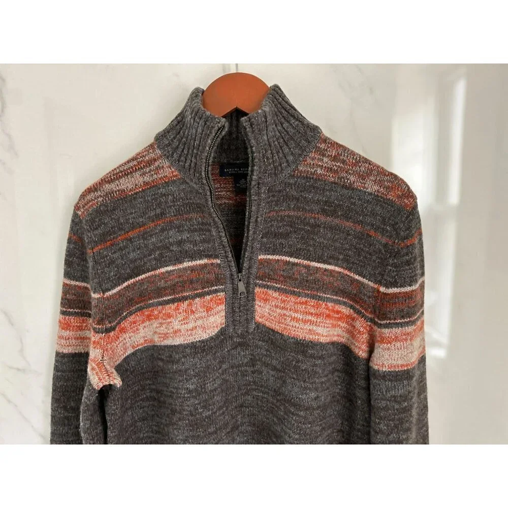 Vintage Y2K Banana Republic Pullover Fair Island 1/4 Zip Extra Fine Merino Wool